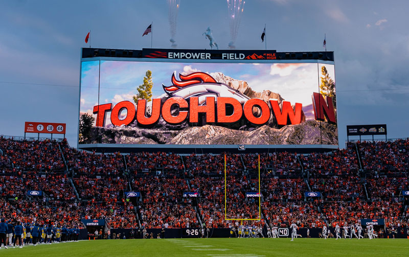 Broncos jumbotron on NFL game day