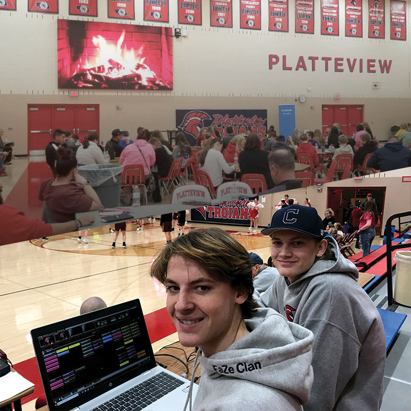 man jumbotron in Gillette Stadium