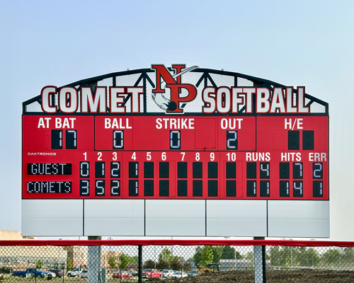 digital football scoreboard and play clock